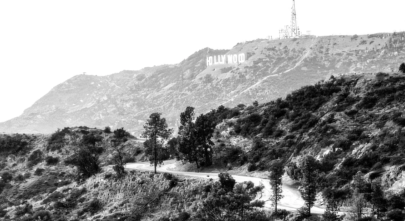 Hollywood Hills with Hollywood sign overlooking Los Angeles